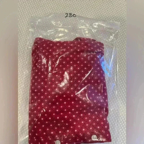 CASLON Red Dimond Pattern Cotton/Tencel two Front Pockets Button Shirt Med soft - Picture 8 of 8